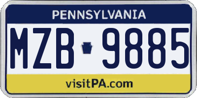 PA license plate MZB9885
