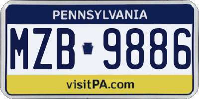 PA license plate MZB9886