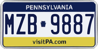 PA license plate MZB9887