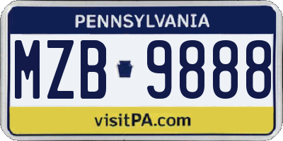 PA license plate MZB9888