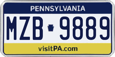 PA license plate MZB9889