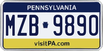 PA license plate MZB9890