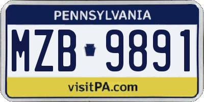 PA license plate MZB9891