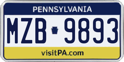 PA license plate MZB9893