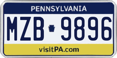 PA license plate MZB9896