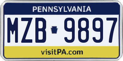 PA license plate MZB9897