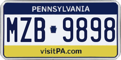 PA license plate MZB9898