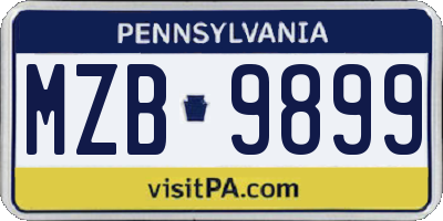 PA license plate MZB9899