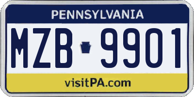 PA license plate MZB9901