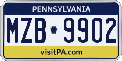 PA license plate MZB9902