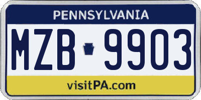 PA license plate MZB9903