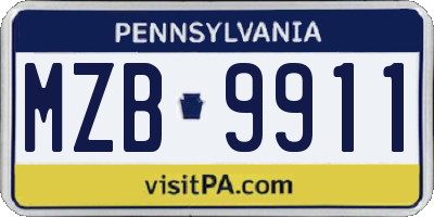 PA license plate MZB9911