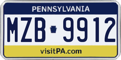 PA license plate MZB9912