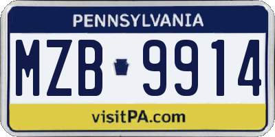 PA license plate MZB9914
