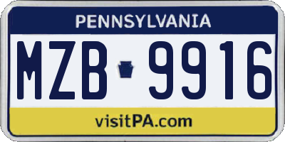 PA license plate MZB9916