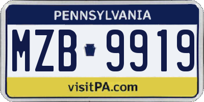 PA license plate MZB9919