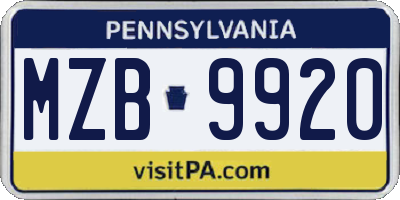 PA license plate MZB9920