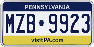PA license plate MZB9923