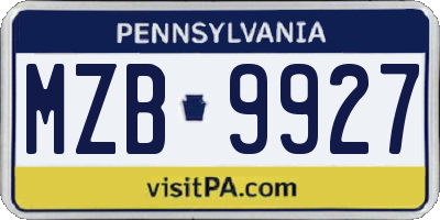 PA license plate MZB9927