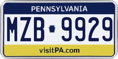 PA license plate MZB9929