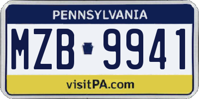 PA license plate MZB9941