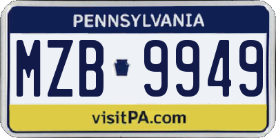 PA license plate MZB9949