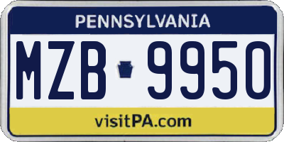 PA license plate MZB9950