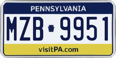 PA license plate MZB9951