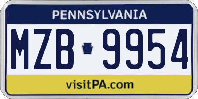 PA license plate MZB9954