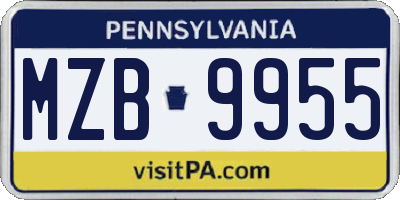 PA license plate MZB9955