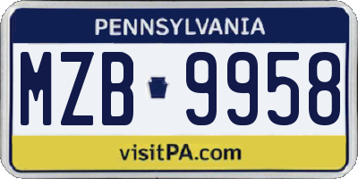 PA license plate MZB9958