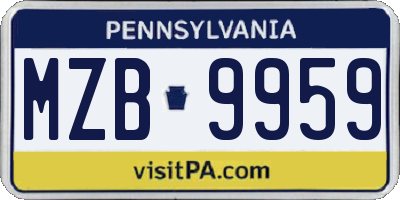 PA license plate MZB9959