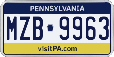 PA license plate MZB9963