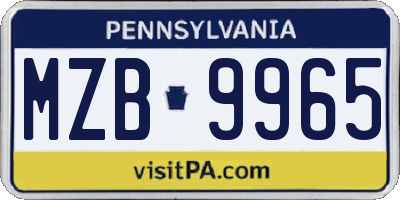 PA license plate MZB9965