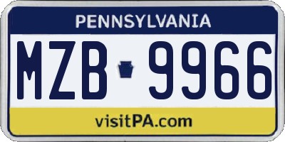 PA license plate MZB9966