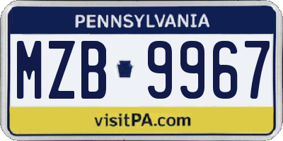 PA license plate MZB9967
