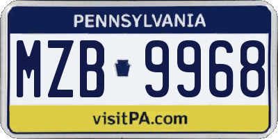 PA license plate MZB9968