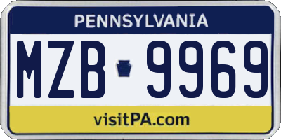 PA license plate MZB9969