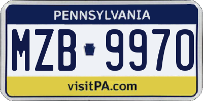 PA license plate MZB9970