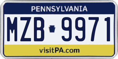PA license plate MZB9971