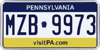 PA license plate MZB9973