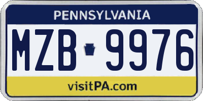PA license plate MZB9976