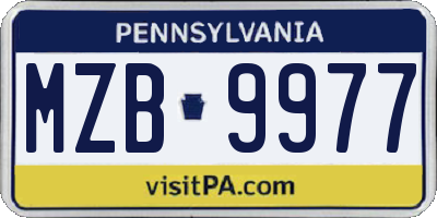 PA license plate MZB9977