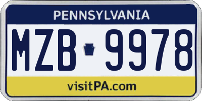 PA license plate MZB9978