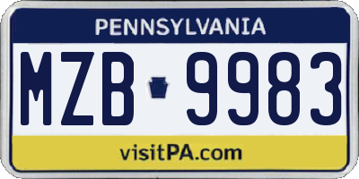 PA license plate MZB9983