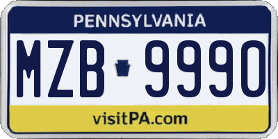 PA license plate MZB9990