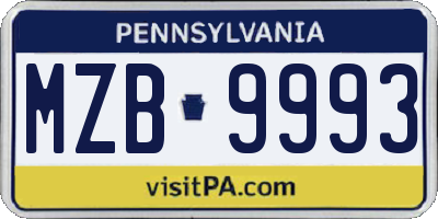 PA license plate MZB9993