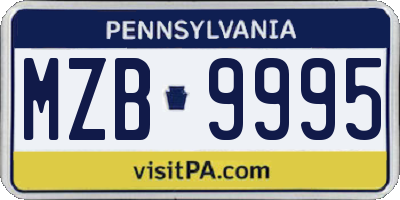 PA license plate MZB9995