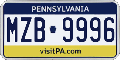 PA license plate MZB9996