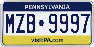 PA license plate MZB9997